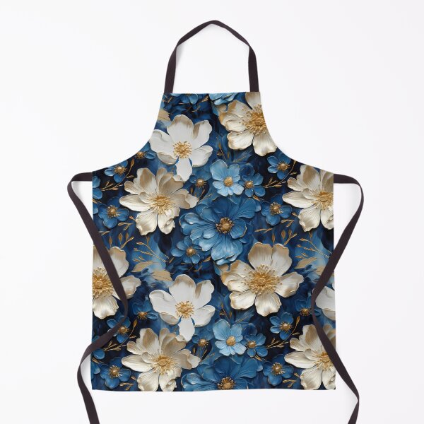 Item preview, 3 D Floral Pattern in Golden, White and Blue designed and sold by MargaretFasDes.
