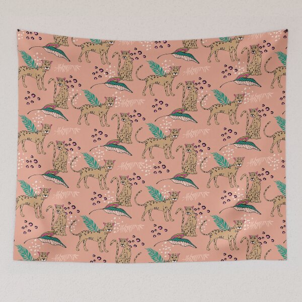 Item preview, Leopards and Tropical Leaves designed and sold by papierquarell.