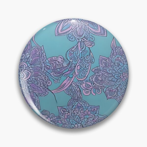 Item preview, Retro floral splendor abstract design on a turquoise background with purple accents designed and sold by Frostquest.