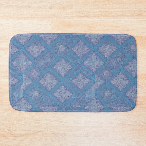 Item preview, Retro floral splendor abstract design on a turquoise background with purple accents designed and sold by Frostquest.