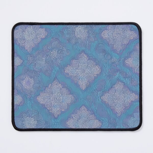Item preview, Retro floral splendor abstract design on a turquoise background with purple accents designed and sold by Frostquest.