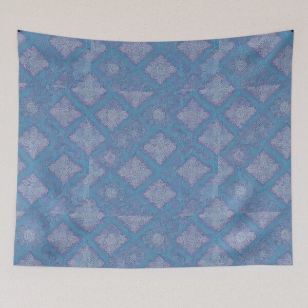 Item preview, Retro floral splendor abstract design on a turquoise background with purple accents designed and sold by Frostquest.
