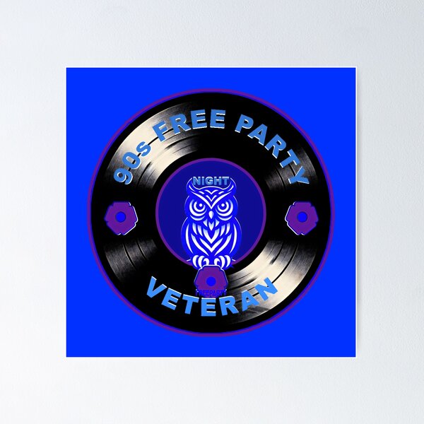 Item preview, Badge Style Night Owl Rave Veteran - 90s Free Party Tribute Vinyl designed and sold by leyfinder.