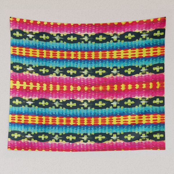 Item preview, Hand woven fabric vibrant embroidery bold multicolor maximalist decor designed and sold by T-Mex.