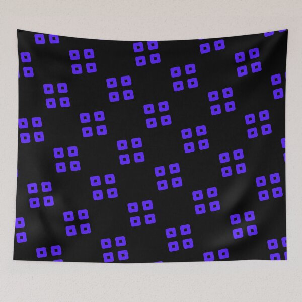 Item preview, Blue Four Square Batik Pattern Black Borderless Blueprint designed and sold by Alchemy-A-La-G.