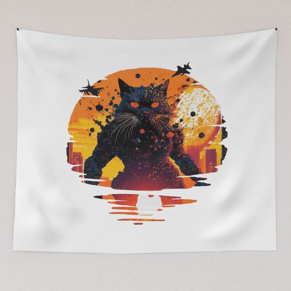 Item preview, Monster Cat destroys the City designed and sold by Synthwave Poem.