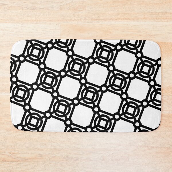 Item preview, Black Circles & Squares Batik Grid White Borderless Blueprint designed and sold by Alchemy-A-La-G.