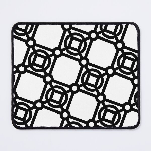 Item preview, Black Circles & Squares Batik Grid White Borderless Blueprint designed and sold by Alchemy-A-La-G.