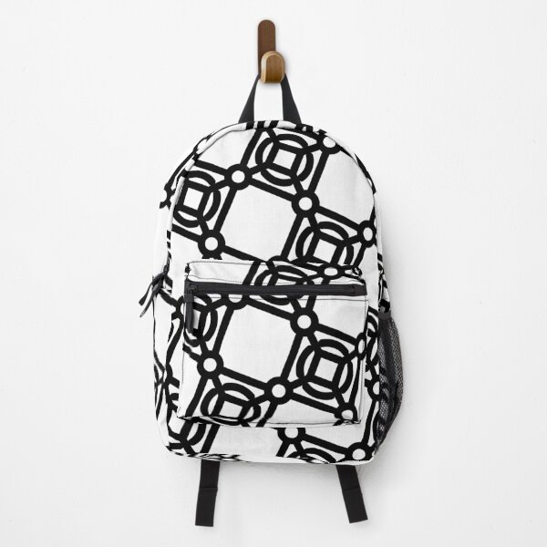 Item preview, Black Circles & Squares Batik Grid White Borderless Blueprint designed and sold by Alchemy-A-La-G.