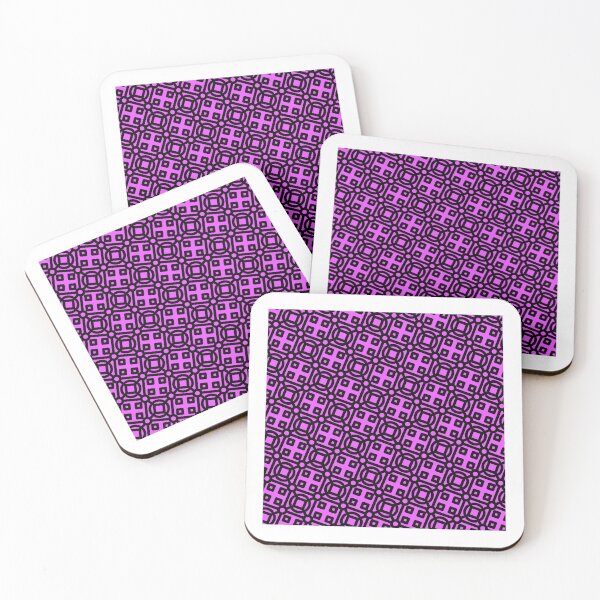 Item preview, Cuadrícula de batik de círculos y cuadrados negros Diseño sin bordes morado designed and sold by Alchemy-A-La-G.