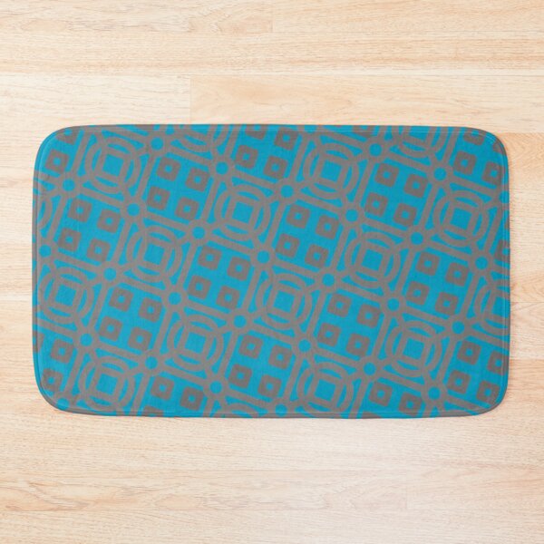 Item preview, Grey Circles & Squares Batik Grid Teal Borderless Blueprint designed and sold by Alchemy-A-La-G.