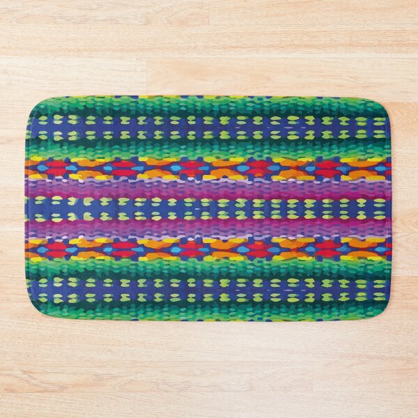 Item preview, Purple green vibrant rebozo dopamine decor bold hand woven poncho fabric designed and sold by T-Mex.