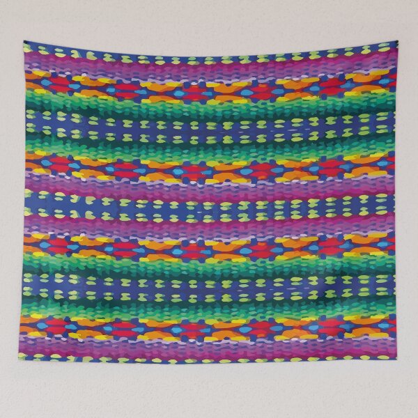 Item preview, Purple green vibrant rebozo dopamine decor bold hand woven poncho fabric designed and sold by T-Mex.