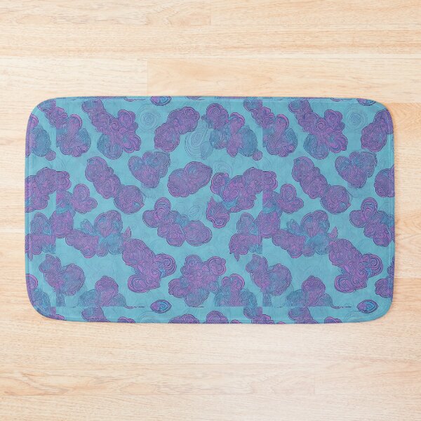 Item preview, Gentle elegance Abstract floral motif in purple on a turquoise-light blue background designed and sold by Frostquest.