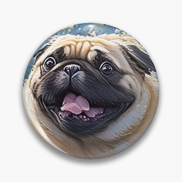 Item preview, Pug running in field of flowers designed and sold by AlyCastelluccio.