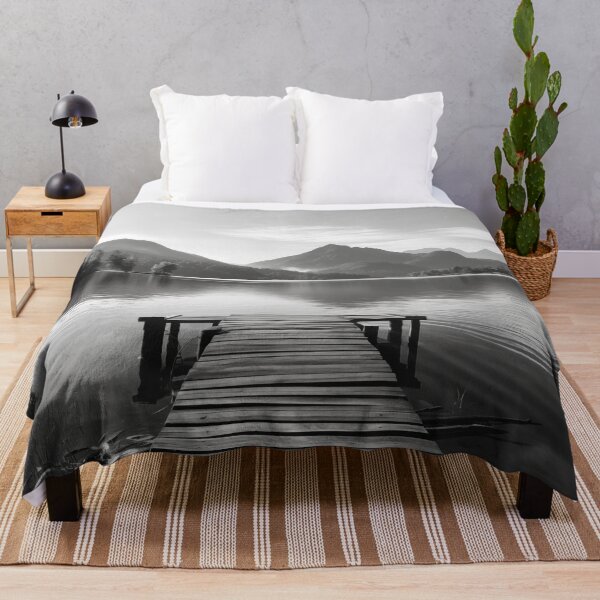 Item preview, Black and White Mountain Lake Landscape designed and sold by CampfireCove.