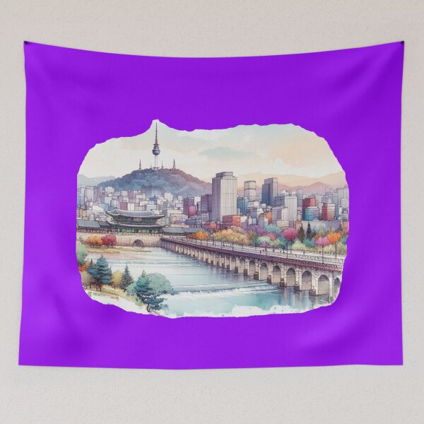Item preview, Seoul Skyline Sketch: Iconic Cityscape Art , designed and sold by PaintMeWorld.