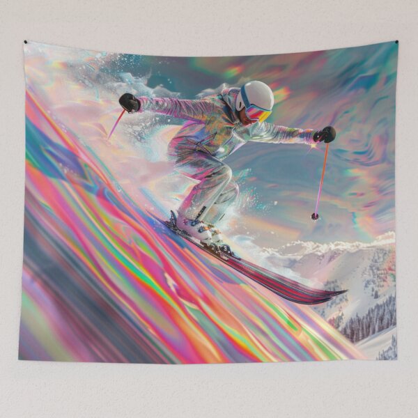 Item preview, Dynamic ski jump psychedelic twist Active Outdoors Inspired Art designed and sold by CDC40.