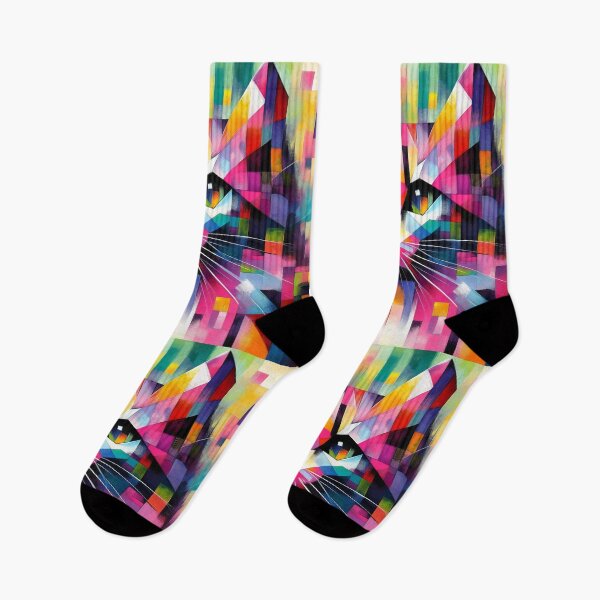 Item preview, Pixelated Perfection A Cat's Portrait in Geometric Abstraction designed and sold by ArtComixHaven.