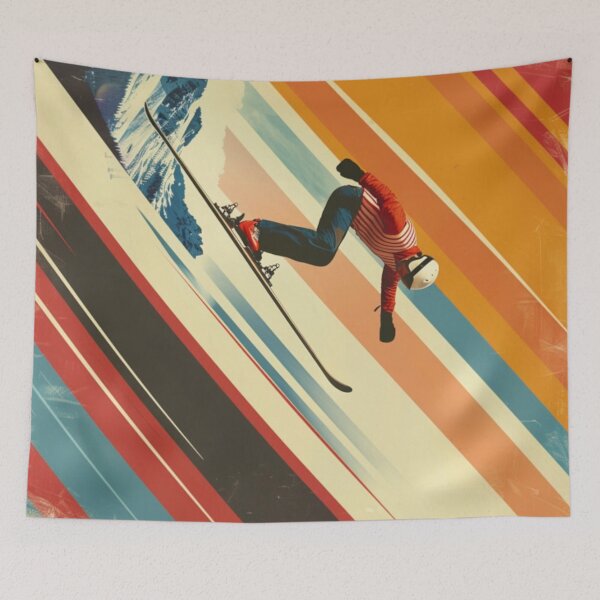 Item preview, Dynamic ski jump retro-inspired backdrop Active Outdoors Inspired Art designed and sold by CDC40.
