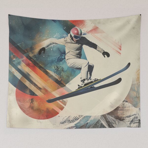 Item preview, Dynamic ski jumper mid flight  Active Outdoors Inspired Art designed and sold by CDC40.