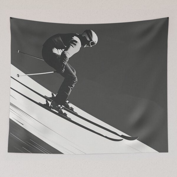 Item preview, Dynamic ski jump monochrome colour palette Active Outdoors Inspired Art designed and sold by CDC40.