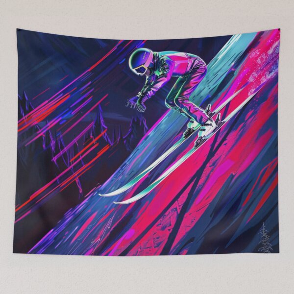Item preview, Dynamic ski jump neon accents  Active Outdoors Inspired Art designed and sold by CDC40.