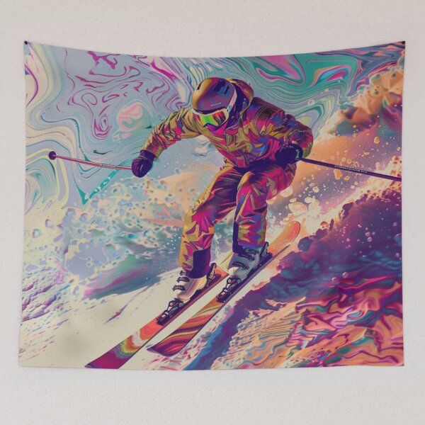 Item preview, Dynamic ski jump psychedelic twist Active Outdoors Inspired Art designed and sold by CDC40.