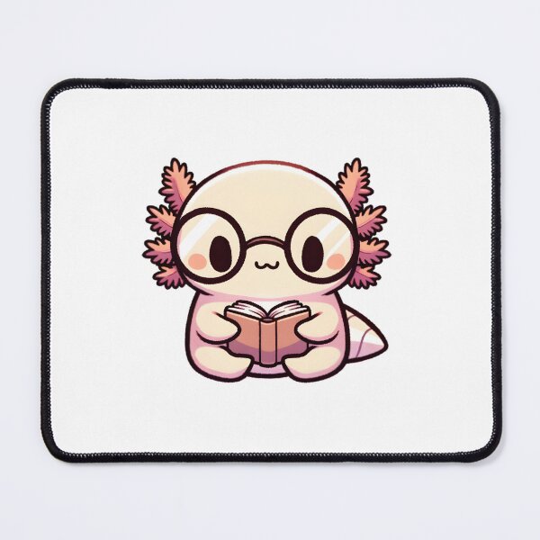 Item preview, Pink Axolotl with Glasses Reading a Book designed and sold by UmbrellaStudio1.