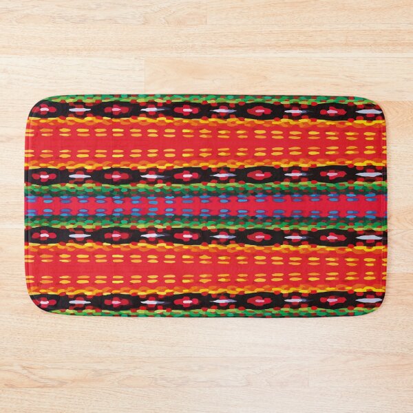 Item preview, Bright orange mexican rebozo poncho fabric vibrant embroidery dopamine decor designed and sold by T-Mex.