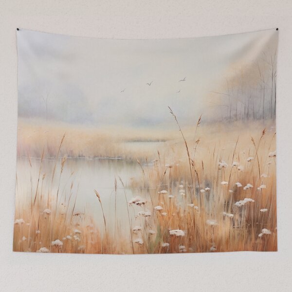 Item preview, Misty Morning Wildflower Lake Landscape designed and sold by CampfireCove.
