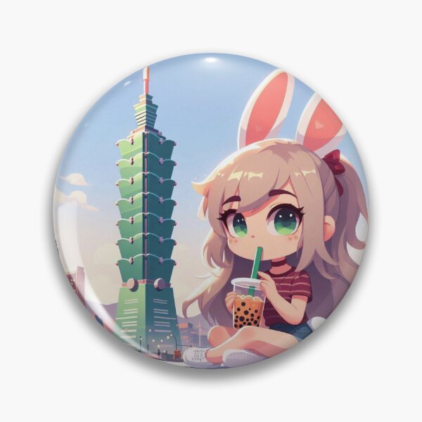 Item preview, Cute Bunny Girl Drinking Boba at Taipei 101 designed and sold by Trista Designs.