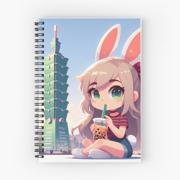 Item preview, Cute Bunny Girl Drinking Boba at Taipei 101 designed and sold by Trista Designs.