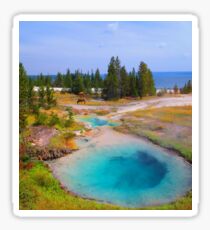 Yellowstone Lake, Hotsprings and Elk Sticker