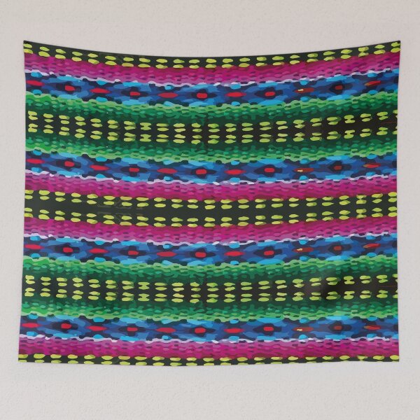 Item preview, Hand stitch fabric vibrant embroidered folk art maximalist decor designed and sold by T-Mex.