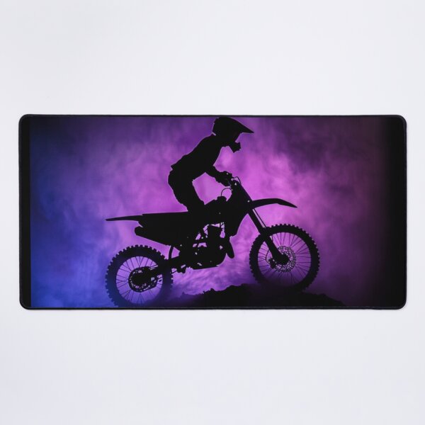 Item preview, Monochrome motocross bike silhouette neon background  Active Outdoors Inspired Art designed and sold by CDC40.