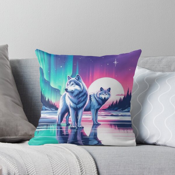 Item preview, Wolves on a beach under the nothern lights designed and sold by MysticForest18.