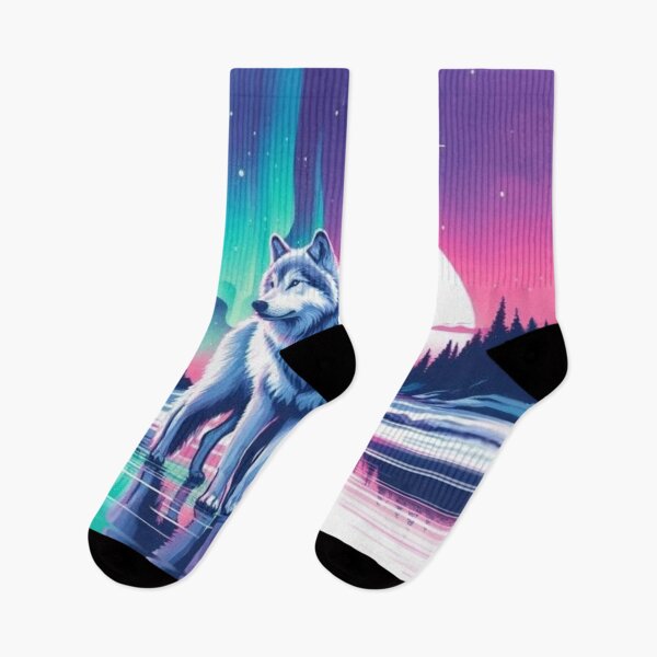 Item preview, Wolves on a beach under the nothern lights designed and sold by MysticForest18.