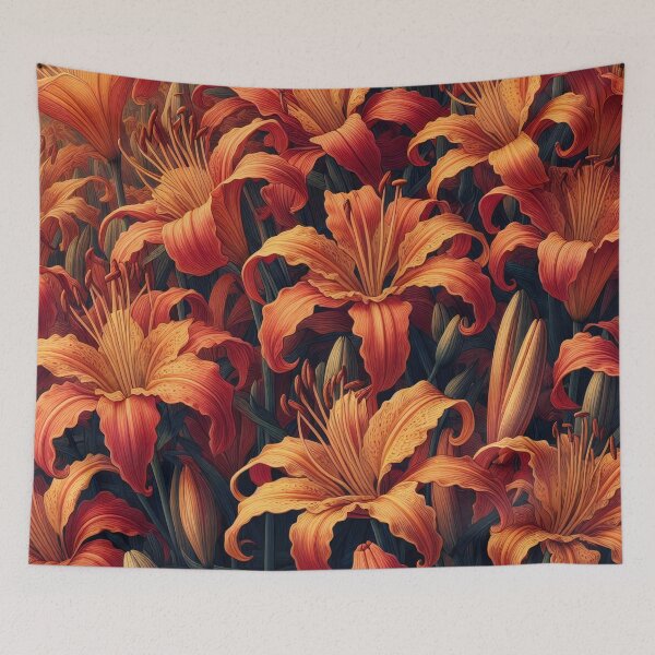 Item preview, Fiery Hues of Daylilies A Flamboyant Floral Rhapsody designed and sold by ArtComixHaven.