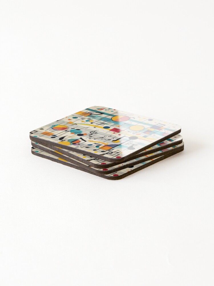 Thumbnail 4 of 5, Coasters (Set of 4), Musical Notes Pattern Abstract Pattern designed and sold by FunnyT-Shirts.