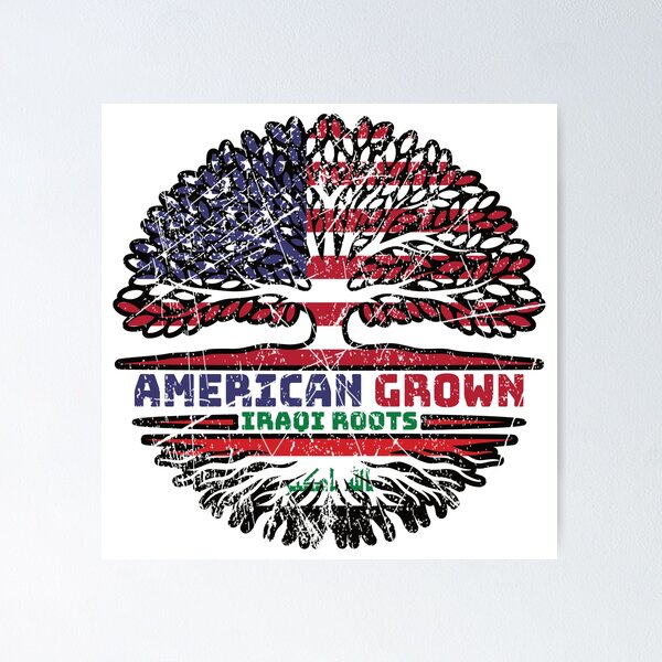 Item preview, Iraq Iraqi US American USA United States Tree Roots Flag designed and sold by FlagX.