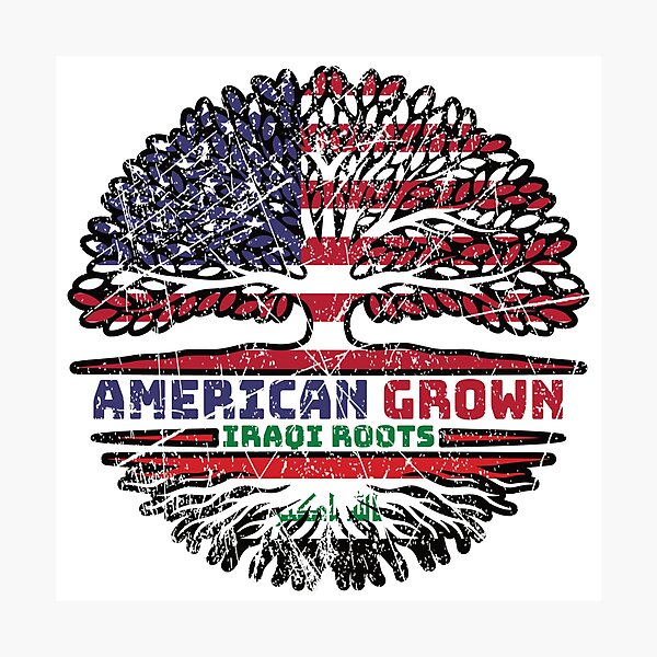 Item preview, Iraq Iraqi US American USA United States Tree Roots Flag designed and sold by FlagX.