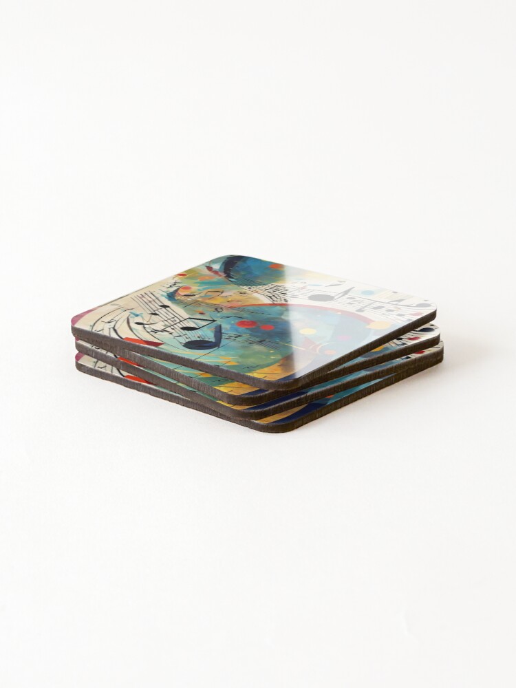 Thumbnail 4 of 5, Coasters (Set of 4), Musical Notes Pattern Abstract Pattern designed and sold by FunnyT-Shirts.