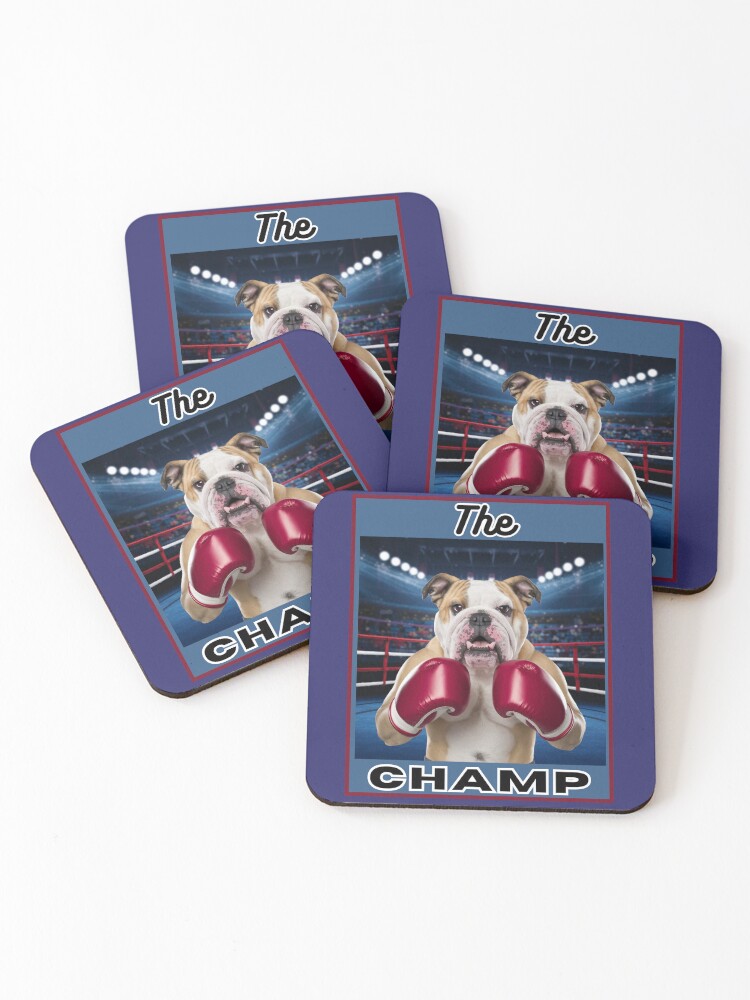 Thumbnail 1 of 5, Coasters (Set of 4), Boxing Bulldog "The Champ" designed and sold by RWCarpenter.