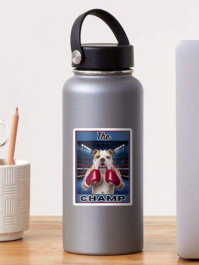 Thumbnail 1 of 3, Sticker, Boxing Bulldog "The Champ" designed and sold by RWCarpenter.