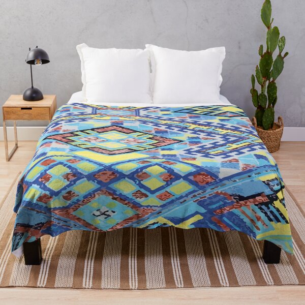 Item preview, Blue embroidered ethnic fabric vintage boho chic fabric decor designed and sold by T-Mex.