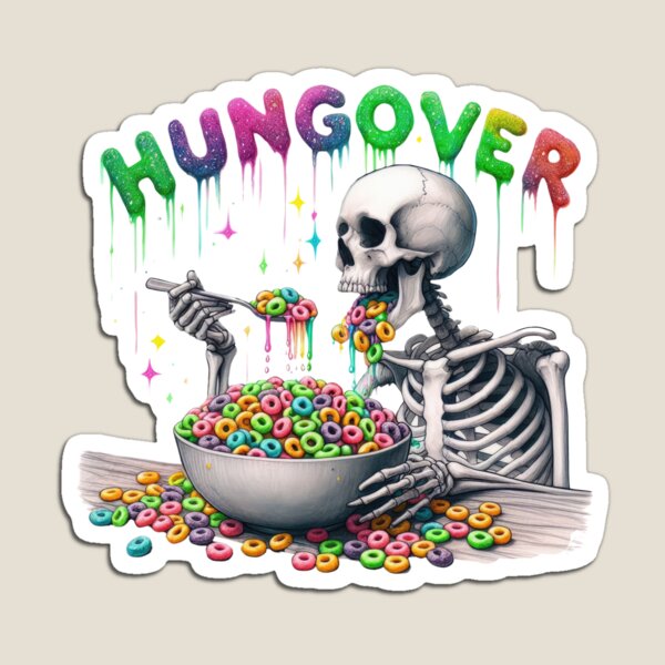 Item preview, "Hung Over" Skeleton Eating Froot Loops designed and sold by FlawlessSeams.