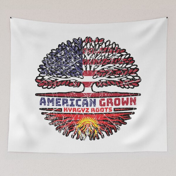 Artikelvorschau, Kirgisistan-Kirgisische amerikanische USA-Baumwurzel-Flagge entworfen und verkauft von FlagX.