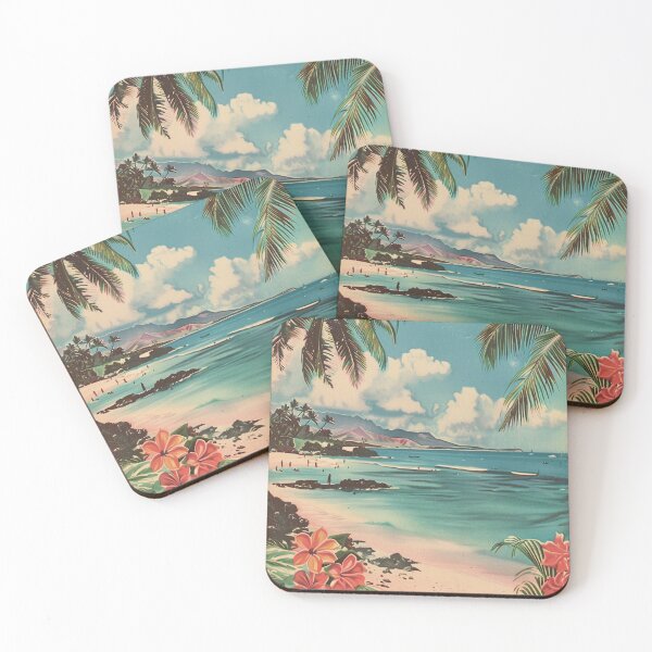 Item preview, Vintage Hawaii Beach Flowers Travel Scenery Art designed and sold by LVTFCOarts.