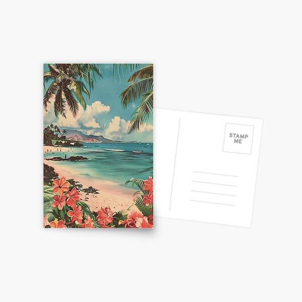Item preview, Vintage Hawaii Beach Flowers Travel Scenery Art designed and sold by LVTFCOarts.
